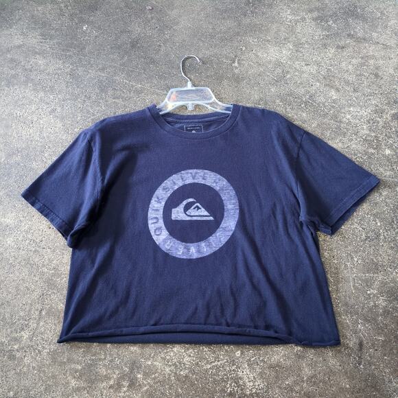 Quiksilver Crop Top Shirt Womens L Blue Cropped Vintage Skate Style Casual Wear - Picture 1 of 7
